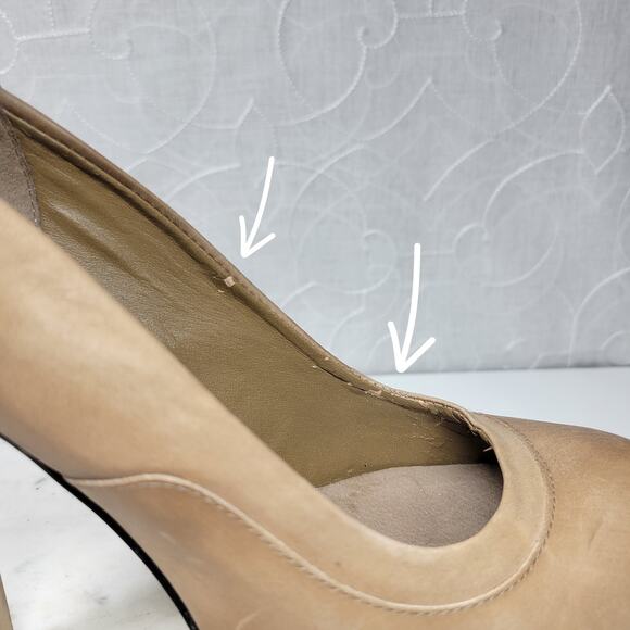 Aldo Stilettos Womens 39 US 8.5 Tan Leather Studded Rivets Platform‎ High Heels - Picture 10 of 15